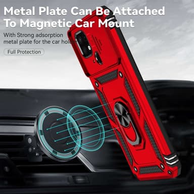 SKALO Xiaomi Redmi 10C Armor Hybrid Metallring Kameraslider - Röd