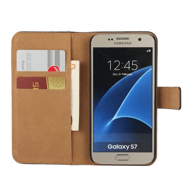 SKALO Samsung S7 Plånboksfodral Äkta Skinn - Vit