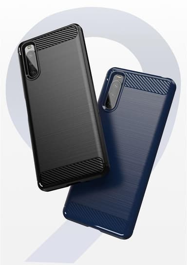 SKALO Sony Xperia 10 III Armor Carbon Stöttåligt TPU-skal - Blå