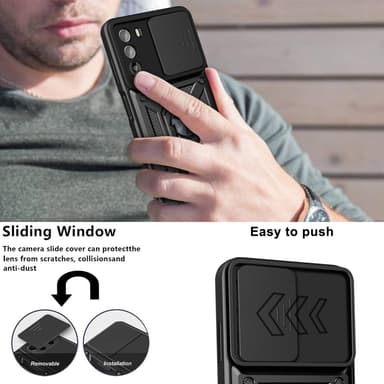 SKALO Motorola Moto G52 Armor Hybrid Metallring Kameraslider - Röd