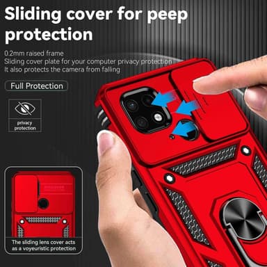 SKALO Xiaomi Redmi 10C Armor Hybrid Metallring Kameraslider - Röd