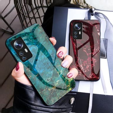 SKALO Xiaomi 12 Marmor Härdat Glas TPU-skal - Motiv 6