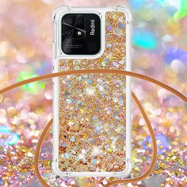 SKALO Xiaomi Redmi 10C Kvicksand Glitter Mobilhalsband - Guld