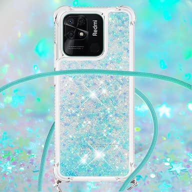SKALO Xiaomi Redmi 10C Kvicksand Glitter Mobilhalsband - Turkos