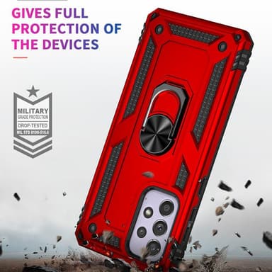 SKALO Samsung A33 5G Armor Hybrid Metallring skal - Röd