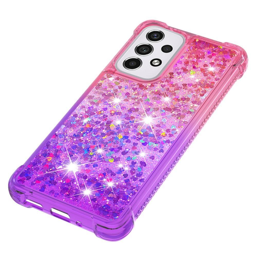 SKALO Samsung A33 5G Kvicksand Glitter Hjärtan TPU-skal - Rosa-Lila
