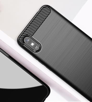 SKALO Xiaomi Redmi 9A Armor Carbon Stöttåligt TPU-skal - Röd