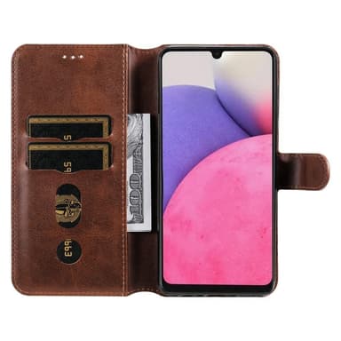 SKALO Samsung A33 5G Klassiskt Plånboksfodral - Brun