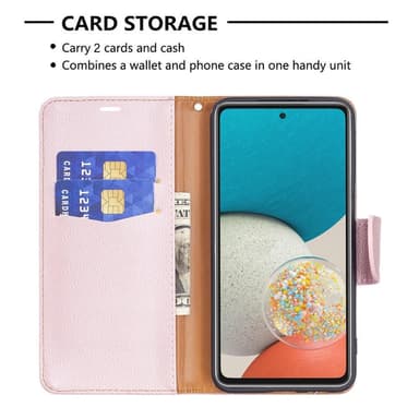 SKALO Samsung A53 5G Premium Litchi Plånbok - Roséguld
