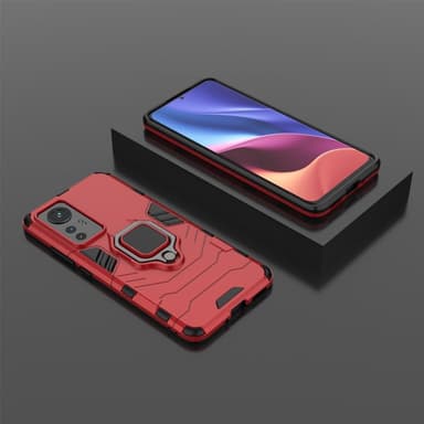 SKALO Xiaomi 12 Armor Hybrid Metallring skal - Röd