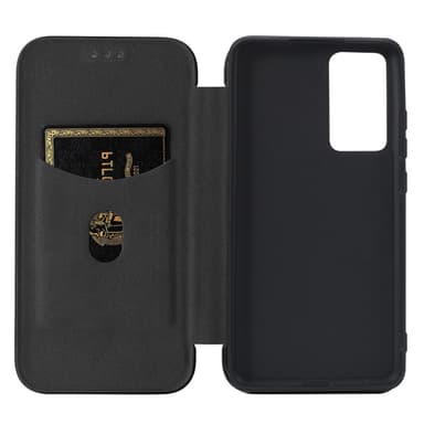 SKALO Xiaomi 12 Pro Carbon Fiber Plånboksfodral - Svart