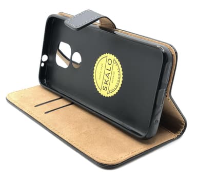 SKALO Moto G9 Play Plånboksfodral Äkta Skinn - Ljusrosa