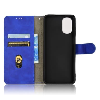 SKALO Motorola Moto E32/E32s Matt PU-Läder Plånboksfodral - Blå