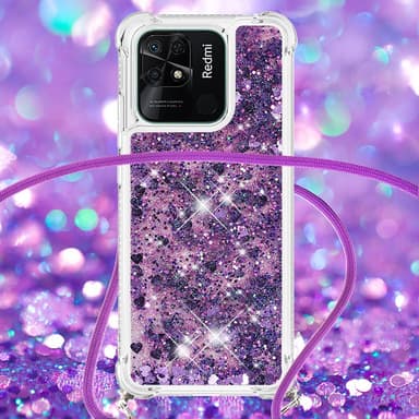 SKALO Xiaomi Redmi 10C Kvicksand Glitter Mobilhalsband - Lila