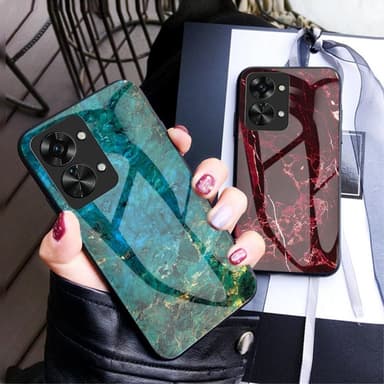 SKALO OnePlus Nord 2T 5G Marmor Härdat Glas TPU-skal - Motiv 1