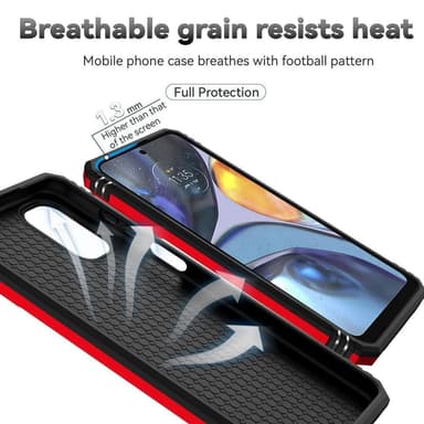 SKALO Motorola Moto G22 Armor Hybrid Metallring Kameraslider - Röd