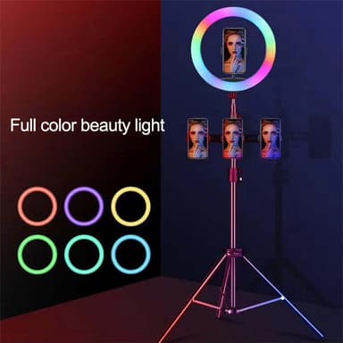 LED RGB Ring Light 30cm diameter med mobilhållare med tripod och golvstativ 5 steg dimbar 19 ljusläge selfie lampa ring lampa ring ljus