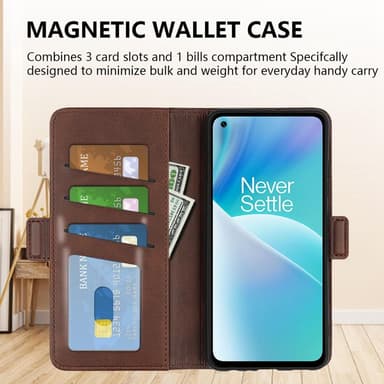 SKALO OnePlus Nord 2T 5G Premium Plånboksfodral - Brun