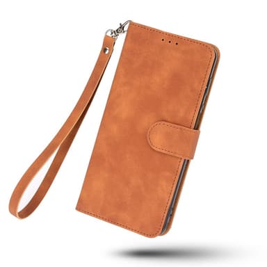 SKALO Motorola Moto G22 Matt PU-Läder Plånboksfodral - Brun