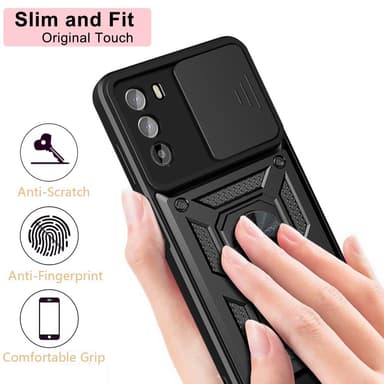 SKALO Motorola Moto G52 Armor Hybrid Metallring Kameraslider - Blå