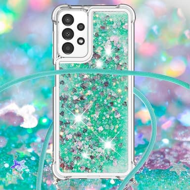 SKALO Samsung A13 4G Kvicksand Glitter Mobilhalsband - Grön