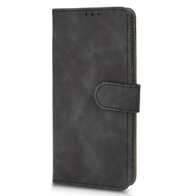 SKALO Motorola Moto E32/E32s Matt PU-Läder Plånboksfodral - Svart