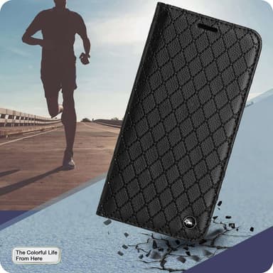 SKALO Xiaomi Redmi 10C Romb Litchi Plånbok - Svart