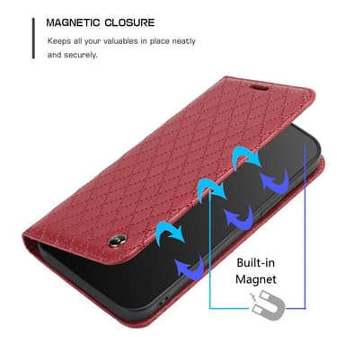 SKALO Xiaomi Redmi 10C Romb Litchi Plånbok - Röd