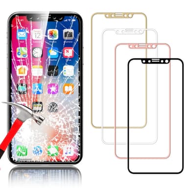 SKALO iPhone X/XS Heltäckande Skärmskydd Härdat Glas - Vit