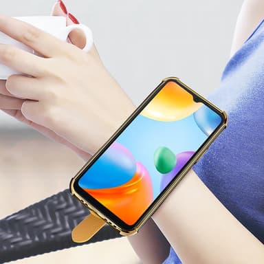 SKALO Xiaomi Redmi 10C Krokodil Guldkant Skal med Handrem - Grön