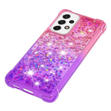 SKALO Samsung A53 5G Kvicksand Glitter Hjärtan TPU-skal - Rosa-Lila