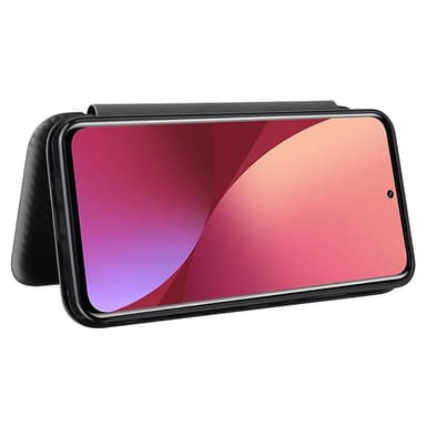 SKALO Xiaomi 12 Pro Carbon Fiber Plånboksfodral - Svart