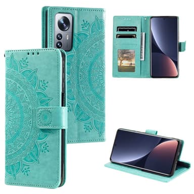 SKALO Xiaomi 12 Pro Mandala Plånboksfodral - Turkos