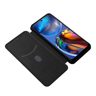 SKALO Motorola Moto E32/E32s Carbon Fiber Plånboksfodral - Svart