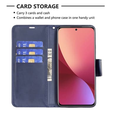 SKALO Xiaomi 12 5G Plånboksfodral i PU-Läder - Blå