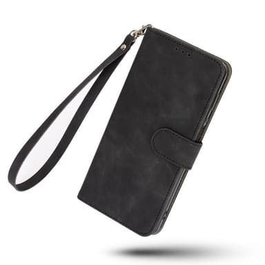 SKALO Motorola Moto G22 Matt PU-Läder Plånboksfodral - Svart