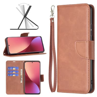 SKALO Xiaomi 12 5G Plånboksfodral i PU-Läder - Brun