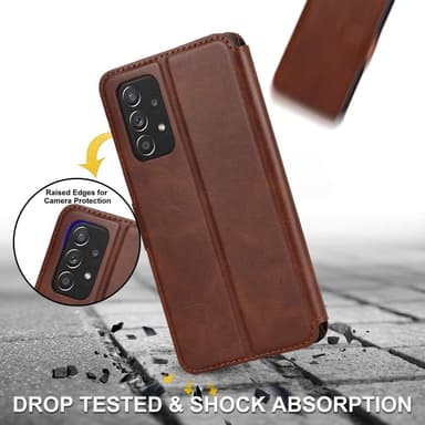 SKALO Samsung A53 5G Premium Cut Plånboksfodral - Mörkbrun