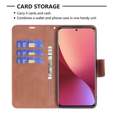 SKALO Xiaomi 12 5G Plånboksfodral i PU-Läder - Brun