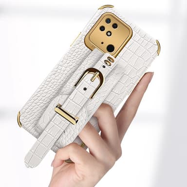 SKALO Xiaomi Redmi 10C Krokodil Guldkant Skal med Handrem - Svart