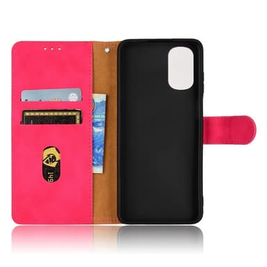 SKALO Motorola Moto E32/E32s Matt PU-Läder Plånboksfodral - Röd