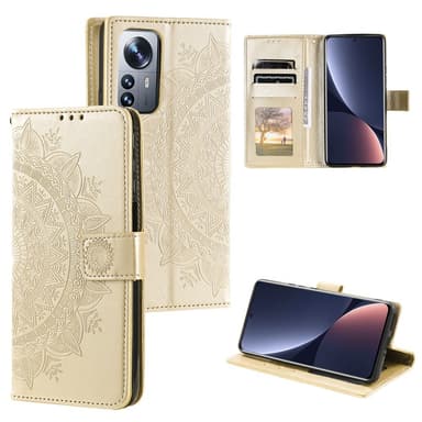 SKALO Xiaomi 12 Mandala Plånboksfodral - Guld