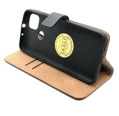 SKALO Moto G9 Power Plånboksfodral Äkta Skinn - Vit