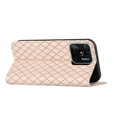 SKALO Xiaomi Redmi 10C Romb Litchi Plånbok - Roséguld