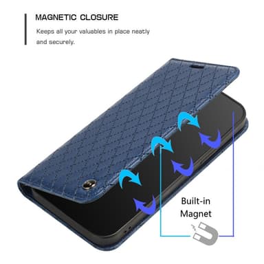 SKALO Xiaomi Redmi 10C Romb Litchi Plånbok - Blå
