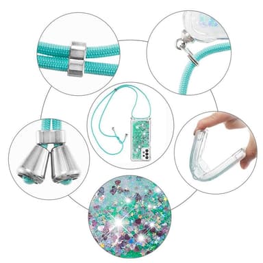 SKALO Samsung A13 4G Kvicksand Glitter Mobilhalsband - Grön