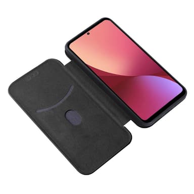 SKALO Xiaomi 12 Pro Carbon Fiber Plånboksfodral - Svart