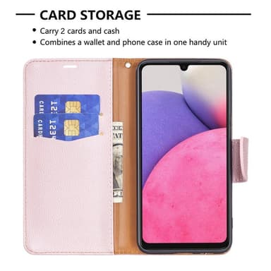 SKALO Samsung A33 5G Premium Litchi Plånbok - Roséguld