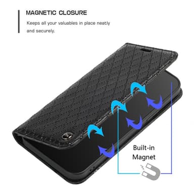 SKALO Xiaomi Redmi 10C Romb Litchi Plånbok - Svart