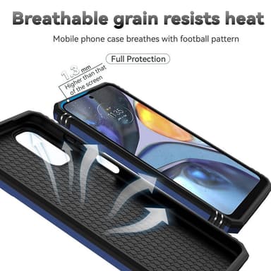 SKALO Motorola Moto G22 Armor Hybrid Metallring Kameraslider - Blå